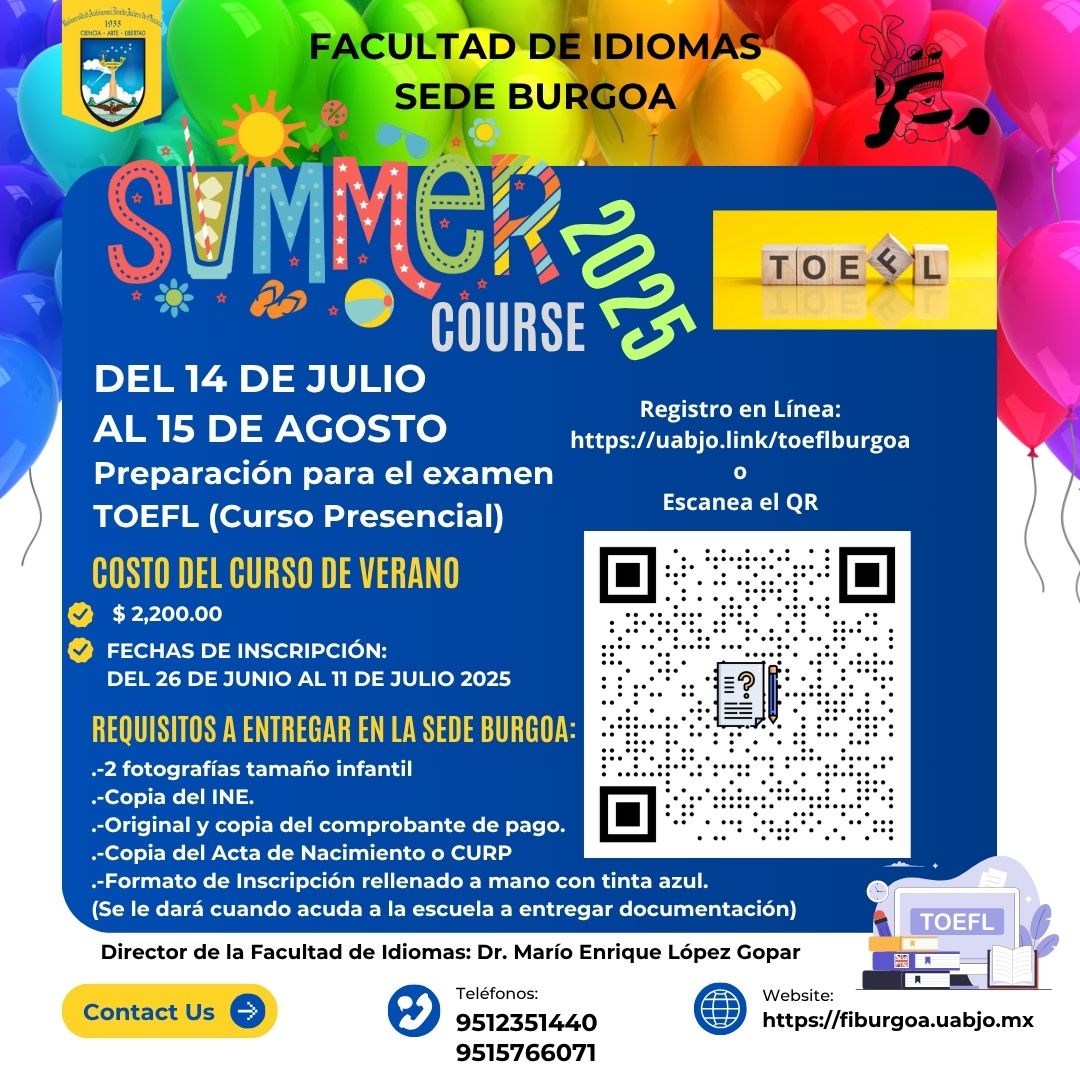 Preparación examen TOEFL Verano Burgoa 2025